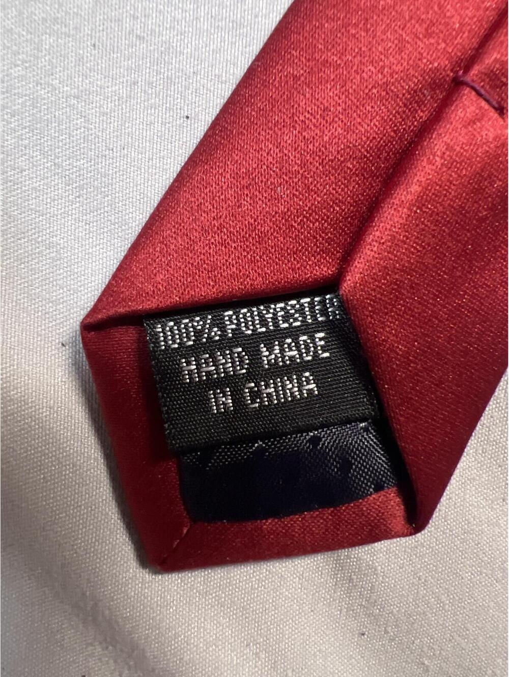 Handmade Burgundy Polyester Tie - Picture 2 of 2